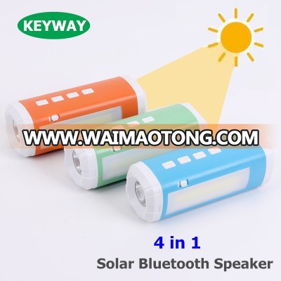 Portable Solar 4 in 1 Energy Flashlight Riding Subwoofer Card MP3 Player Mini Solar Bluetooth Speaker With LED Lamp & Flashlight